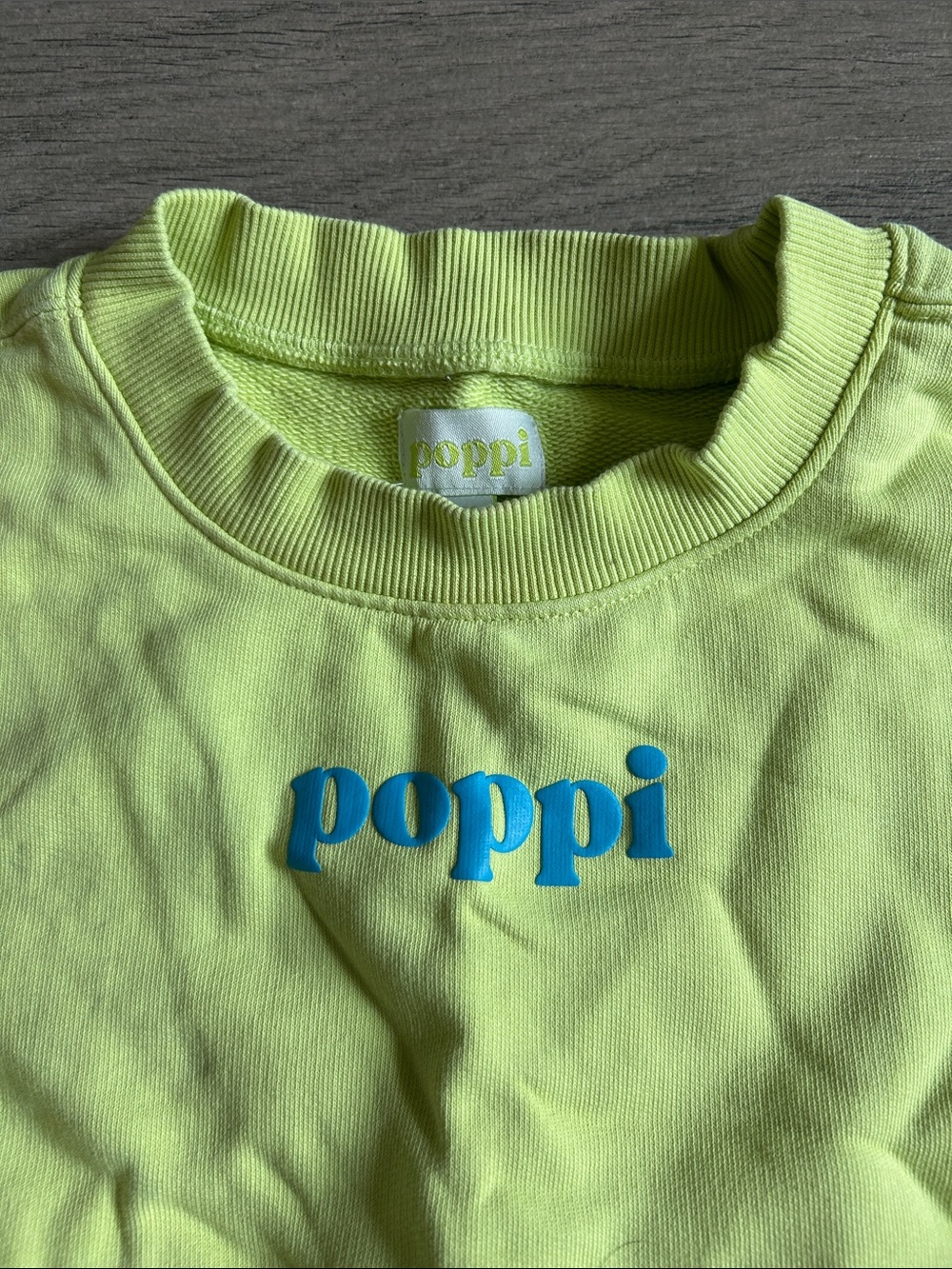poppi Neon Lime Crewneck Sweatshirt - Women's Casual Pullover - Picture 3 of 5